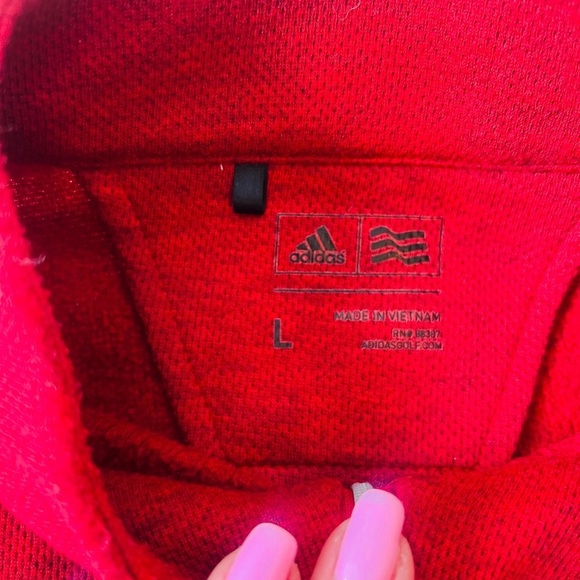 Adidas Red Zip Up Sweater with High Collar - Picture 4 of 5